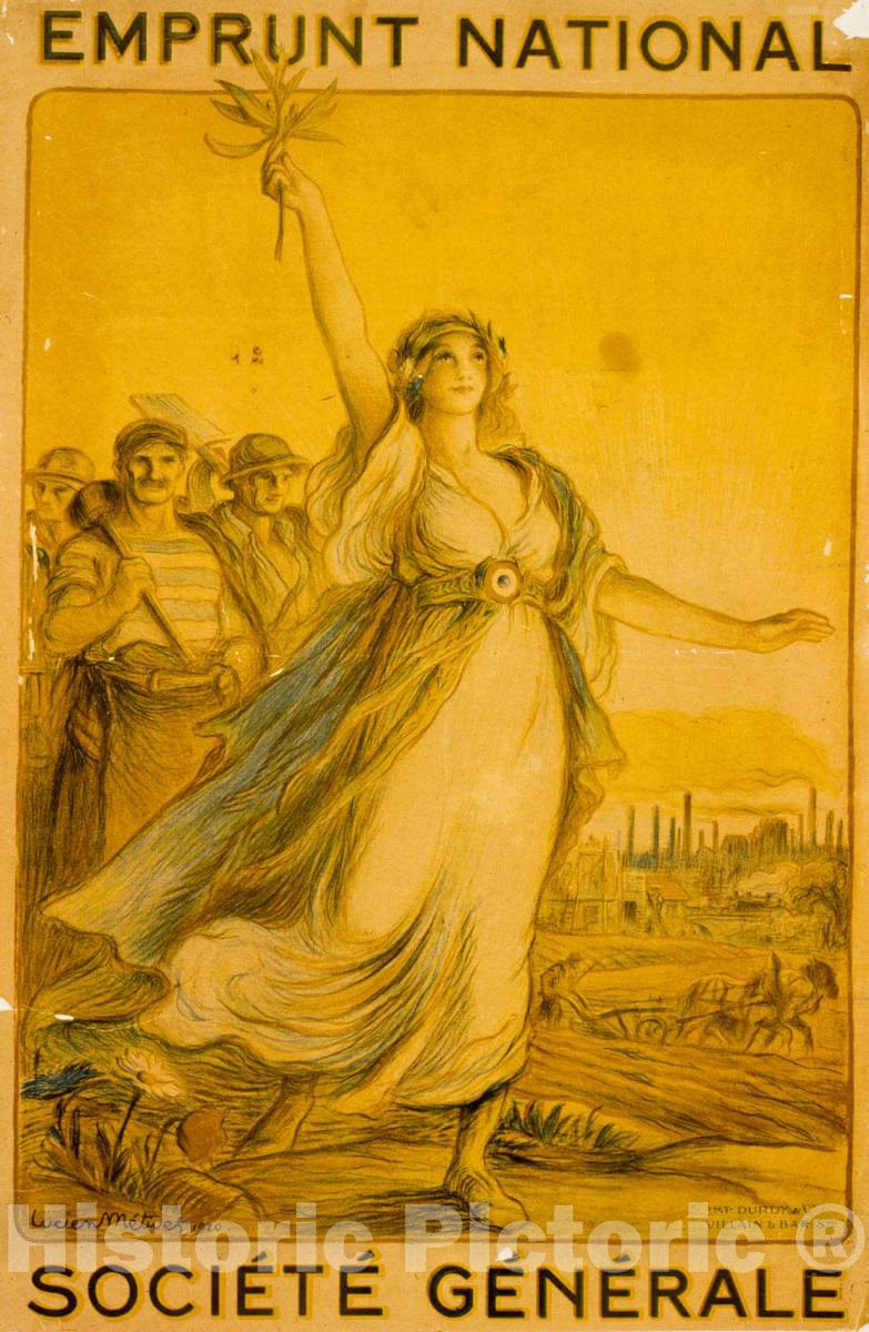 Vintage Poster - Emprunt National. SociÃ©tÃ© GÃ©nÃ©ral, Historic Wall Art