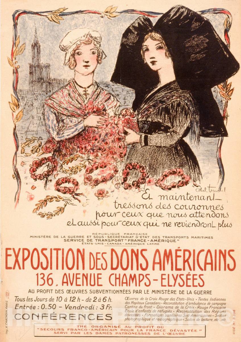 Vintage Poster -  Exposition des dons amÃ©ricains, Historic Wall Art