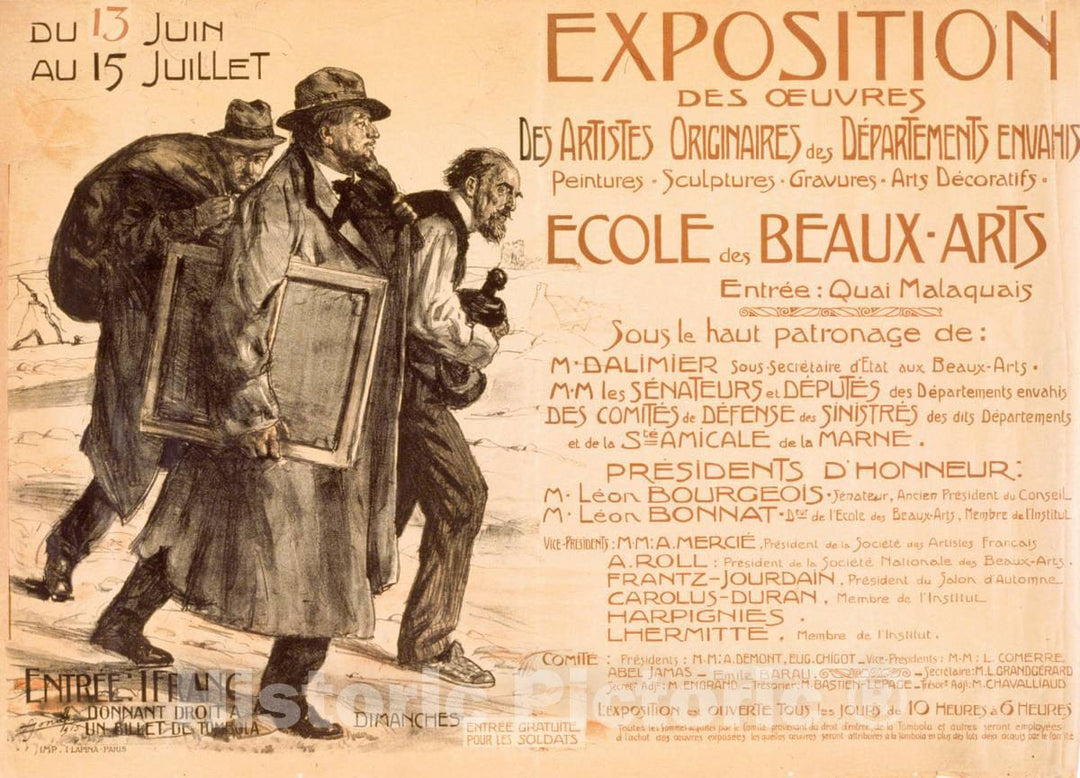 Vintage Poster -  Exposition des oeuvres des Artistes originaires des DÃ©partements envahis. Ã‰cole des Beaux - Arts, Historic Wall Art