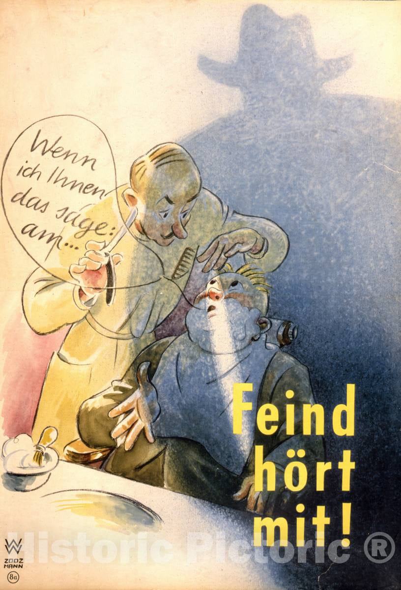 Vintage Poster -  Feind hÃ¶rt mit! -  Zoozmann., Historic Wall Art