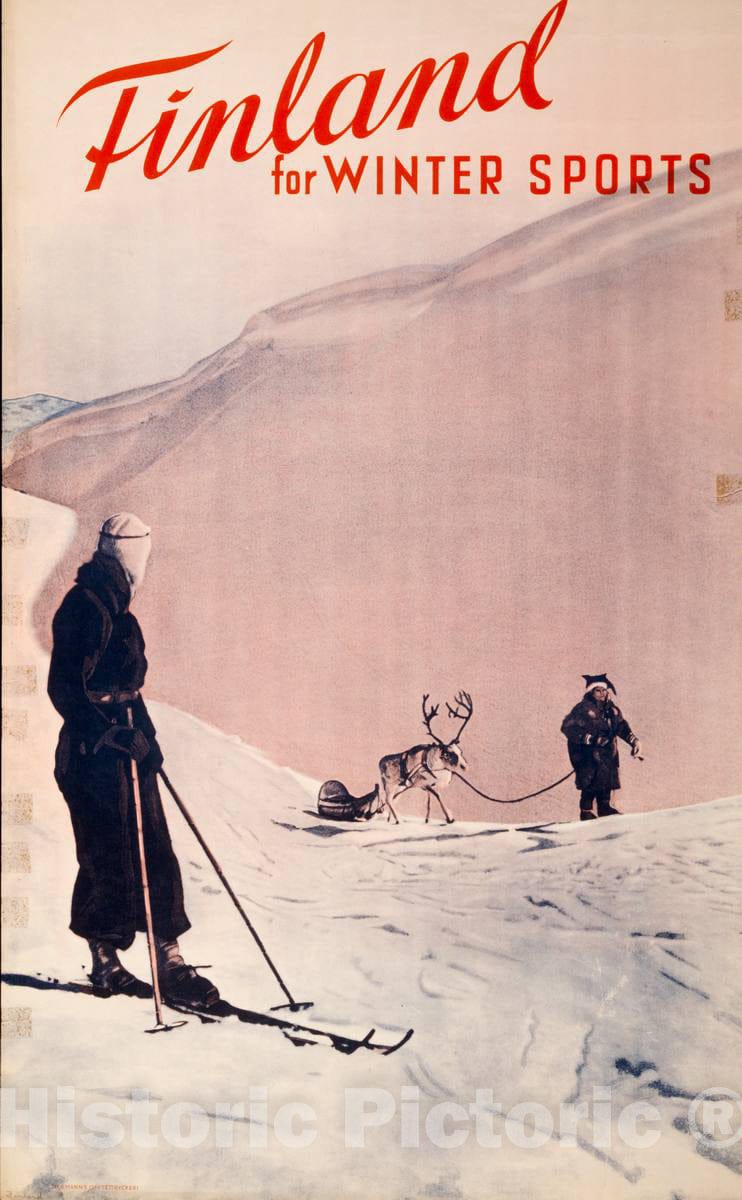 Vintage Poster -  Finland for Winter Sports, Historic Wall Art