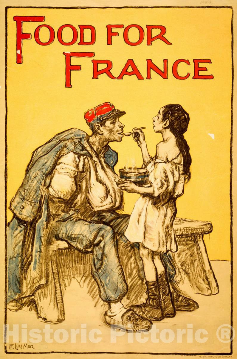 Vintage Poster -  Food for France -  F. Luis Mora., Historic Wall Art