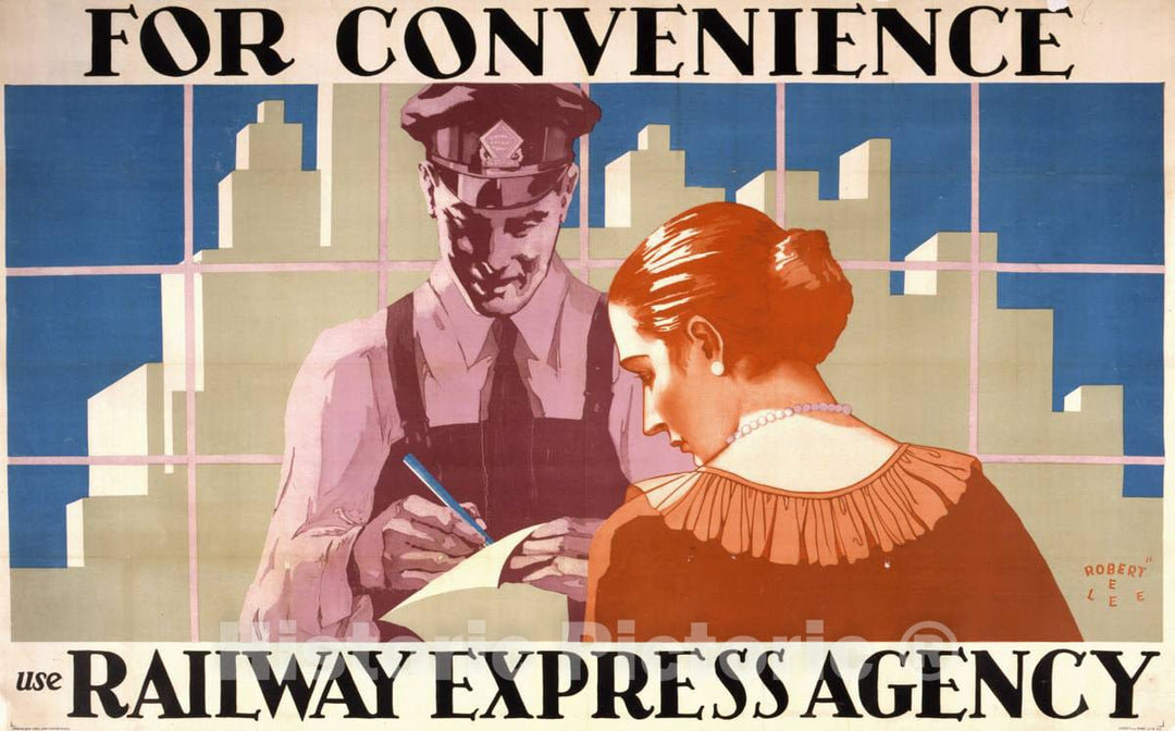 Vintage Poster -  for Convenience use Railway Express Agency -  Robert E. Lee., Historic Wall Art