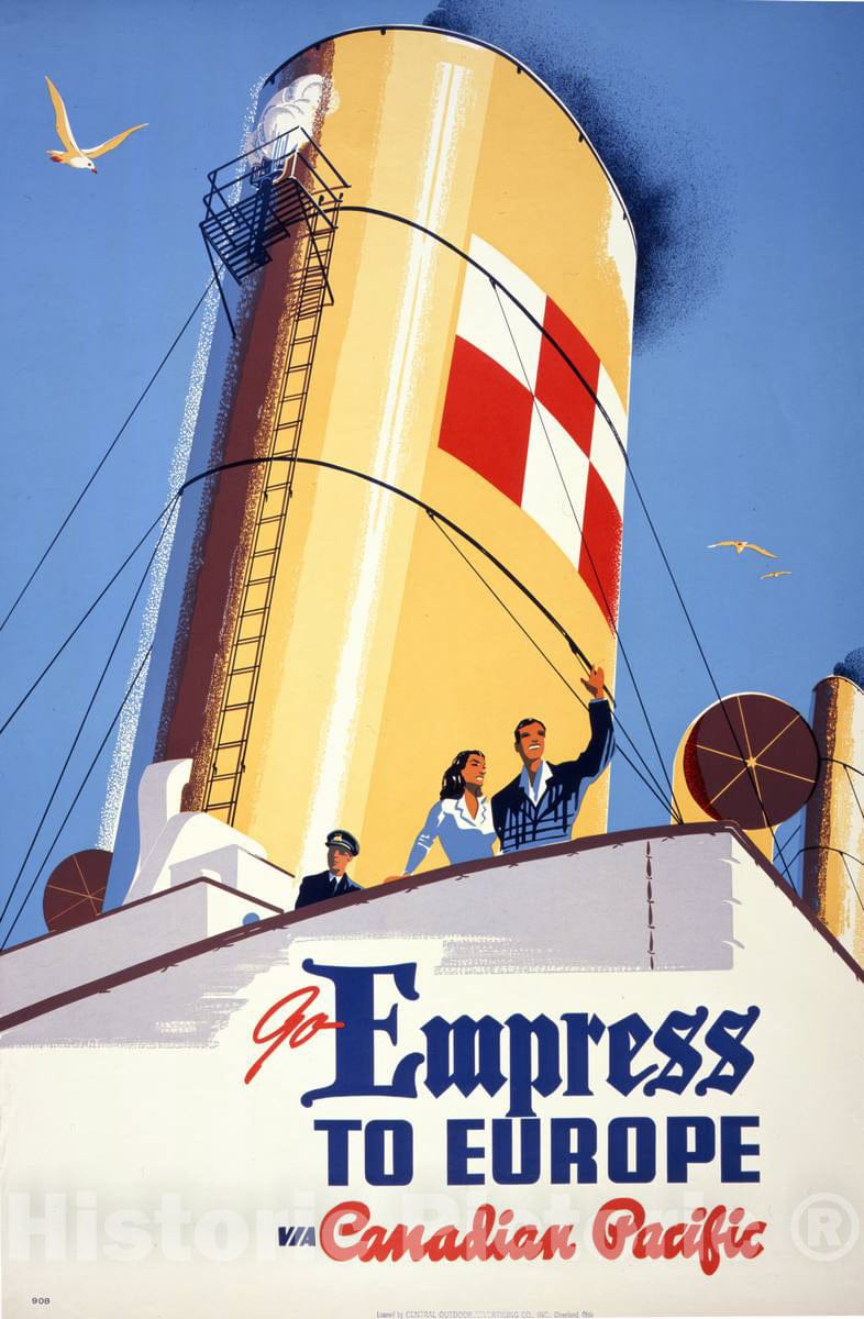 Vintage Poster -  Go Empress to Europe via Canadian Pacific, Historic Wall Art