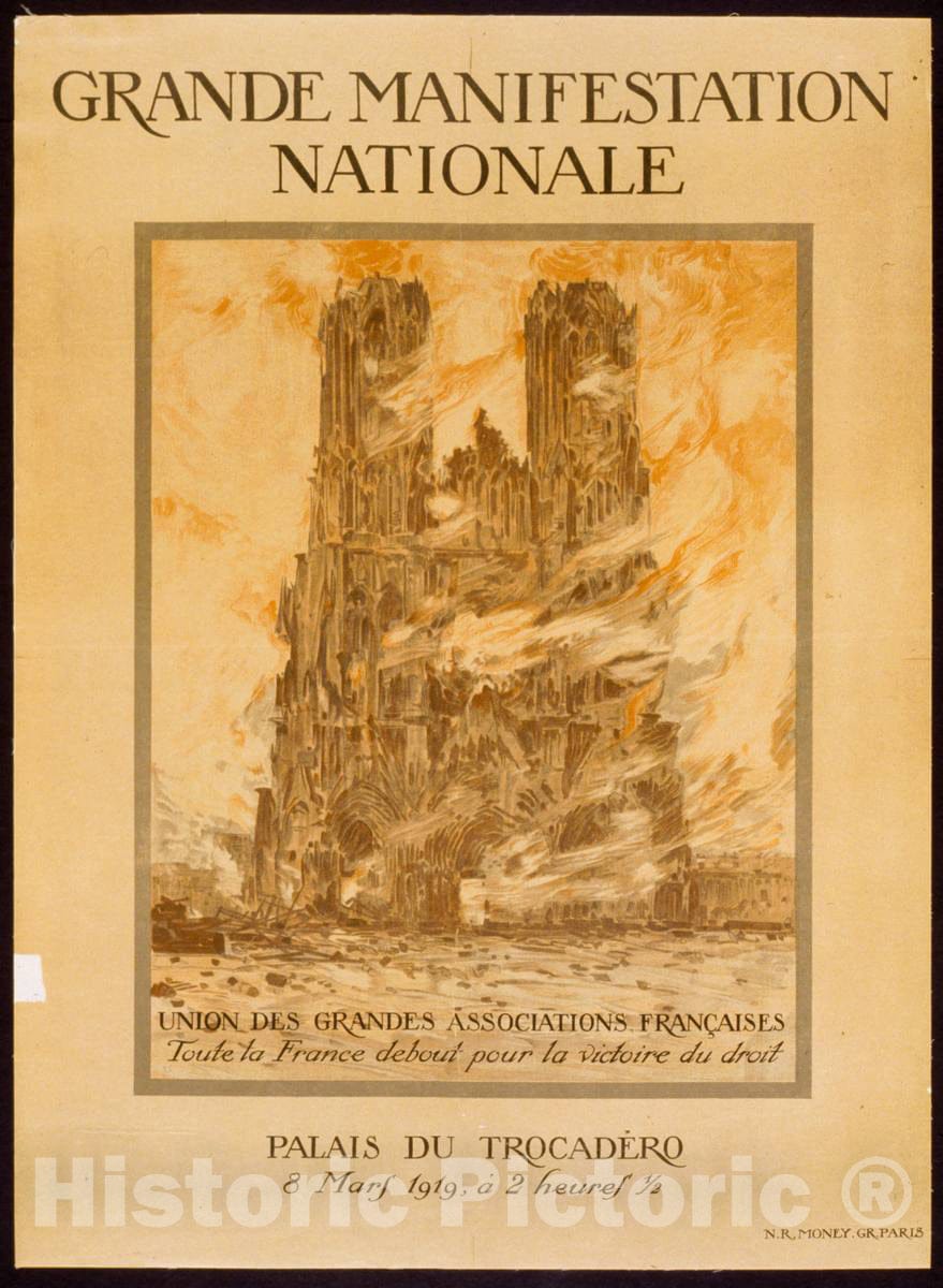 Vintage Poster -  Grande Manifestation Nationale, Historic Wall Art