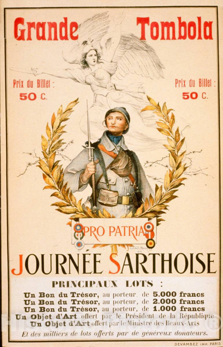 Vintage Poster -  Grande Tombola. JournÃ©e Sarthoise -  Pro Patria, Historic Wall Art