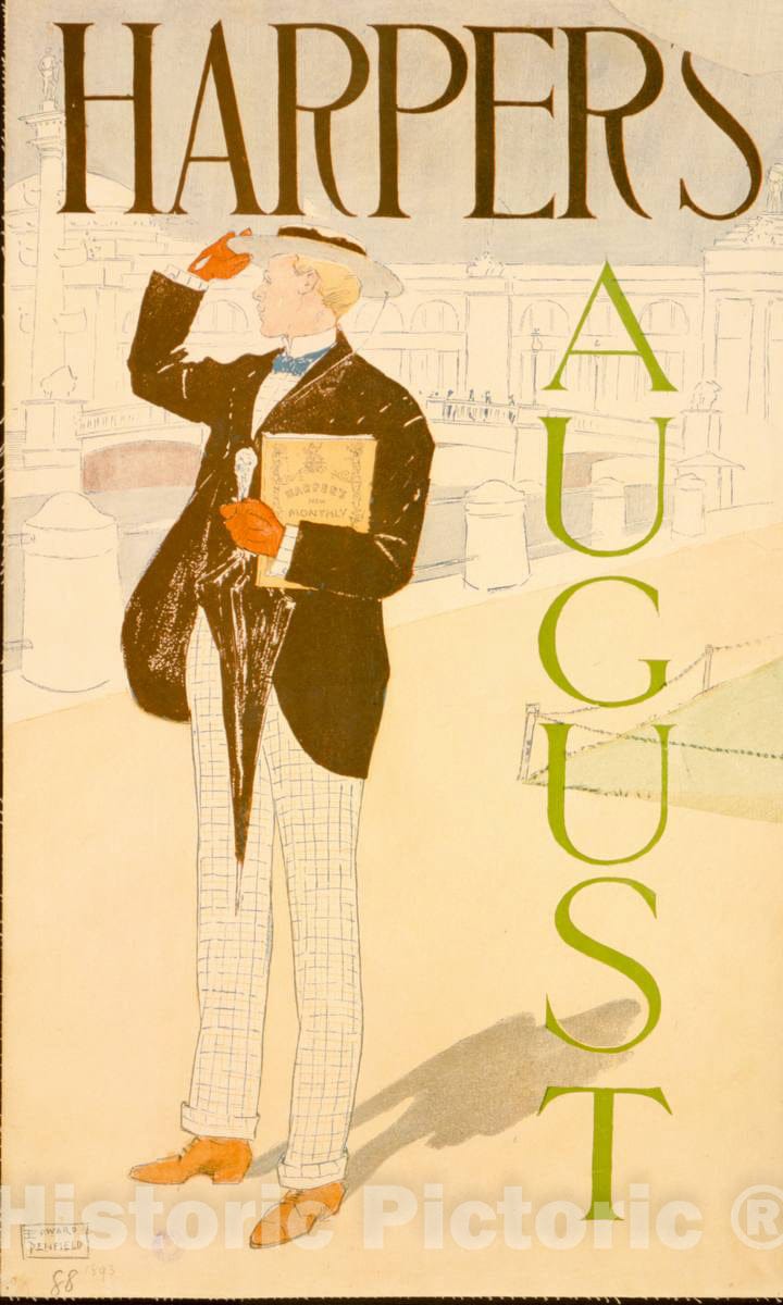 Vintage Poster -  Harper's August -  Edward Penfield., Historic Wall Art