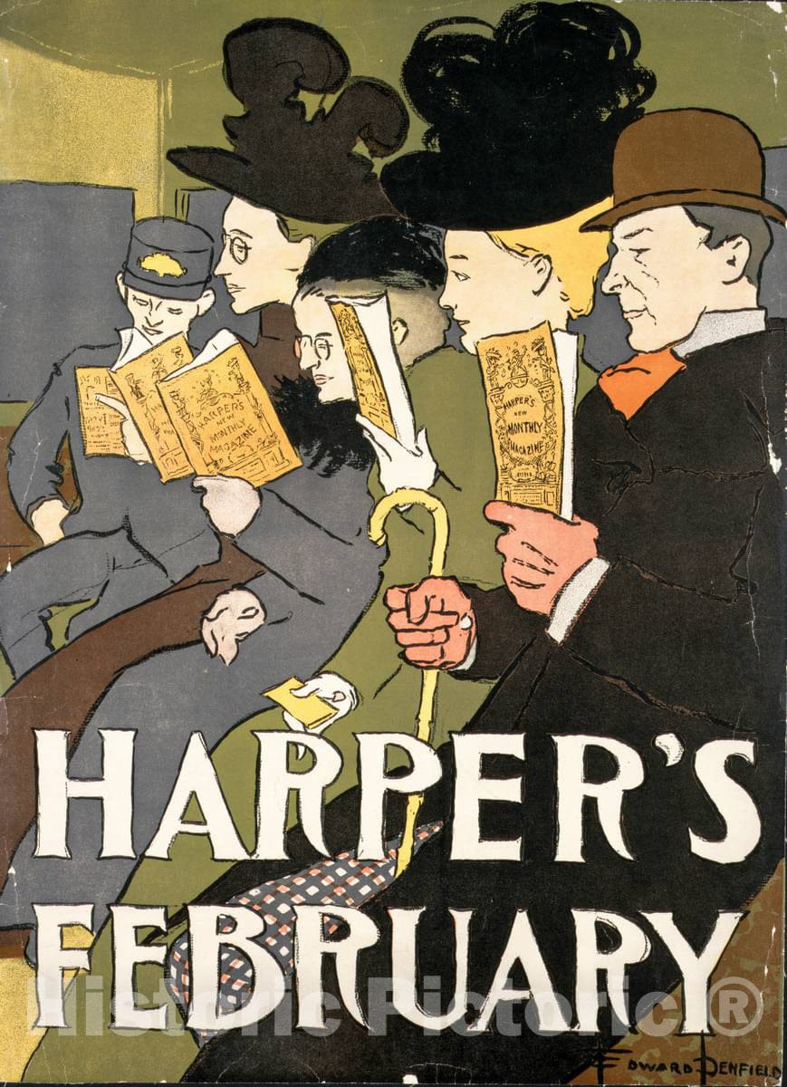 Vintage Poster -  Harper's February, Historic Wall Art