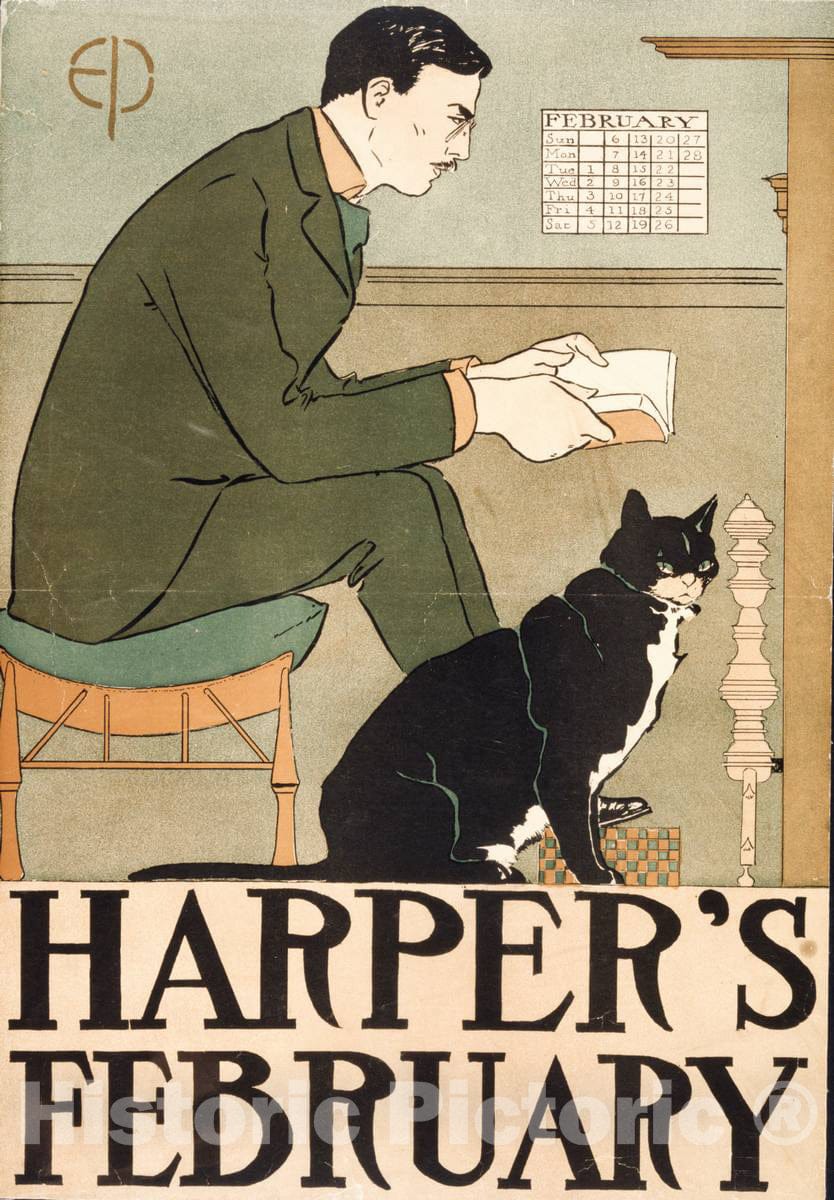 Vintage Poster - Harper's February - EP [Monogram]., Historic Wall Art