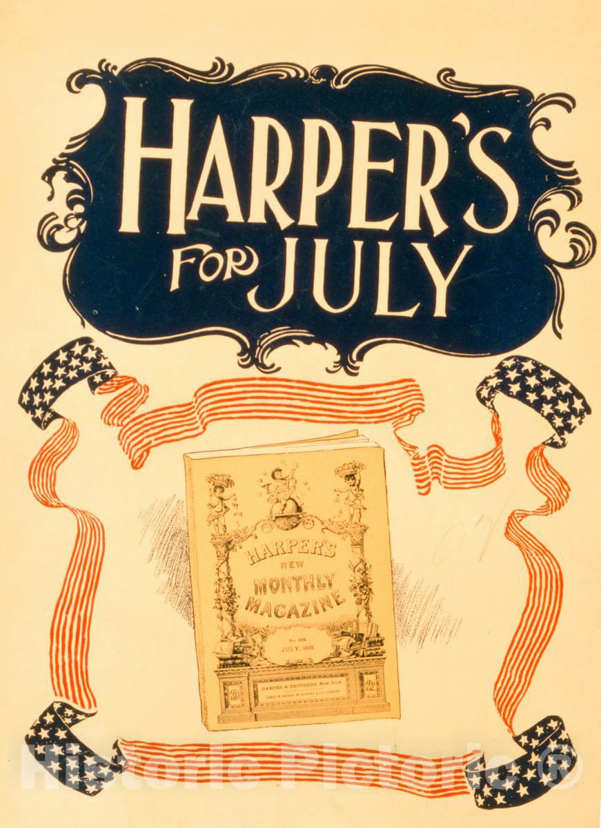 Vintage Poster -  Harper's for July, Historic Wall Art