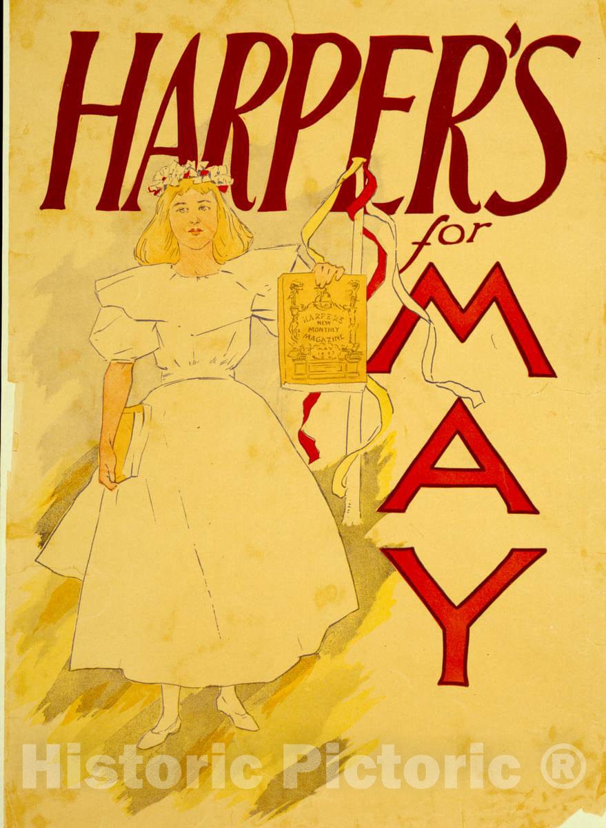 Vintage Poster -  Harper's for May, Historic Wall Art