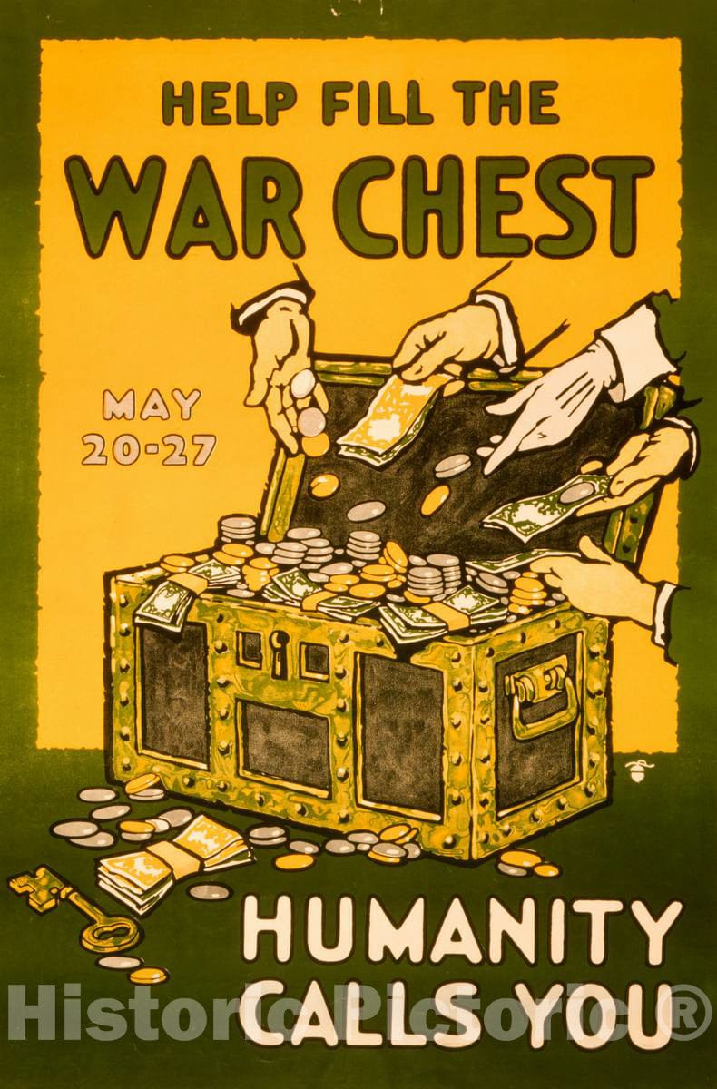 Vintage Poster -  Help Fill The war Chest Humanity Calls You, May 20 - 27  -  Ketterlinus, Phila., Historic Wall Art