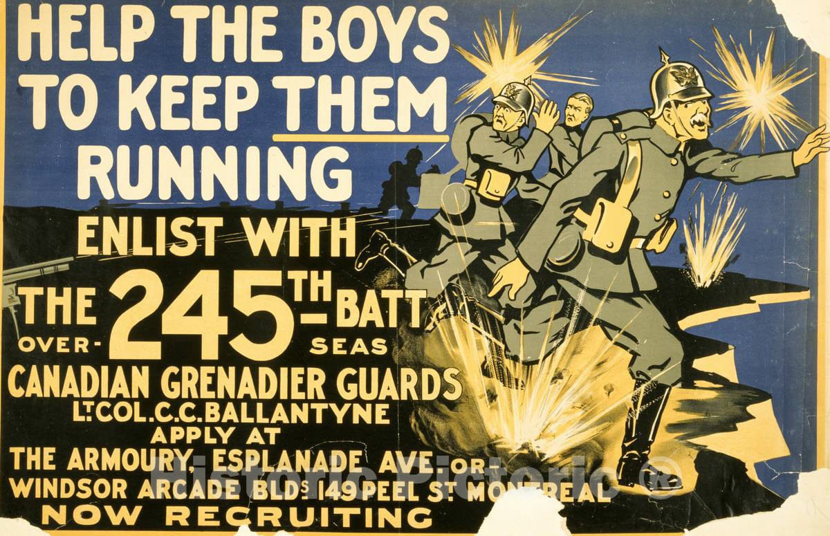 Vintage Poster -  Help The Boys to Keep Them Running, Historic Wall Art