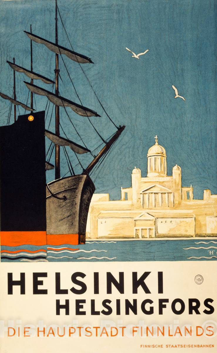 Vintage Poster -  Helsinki -  Helsingfors, die Hauptstadt Finnlands, Historic Wall Art