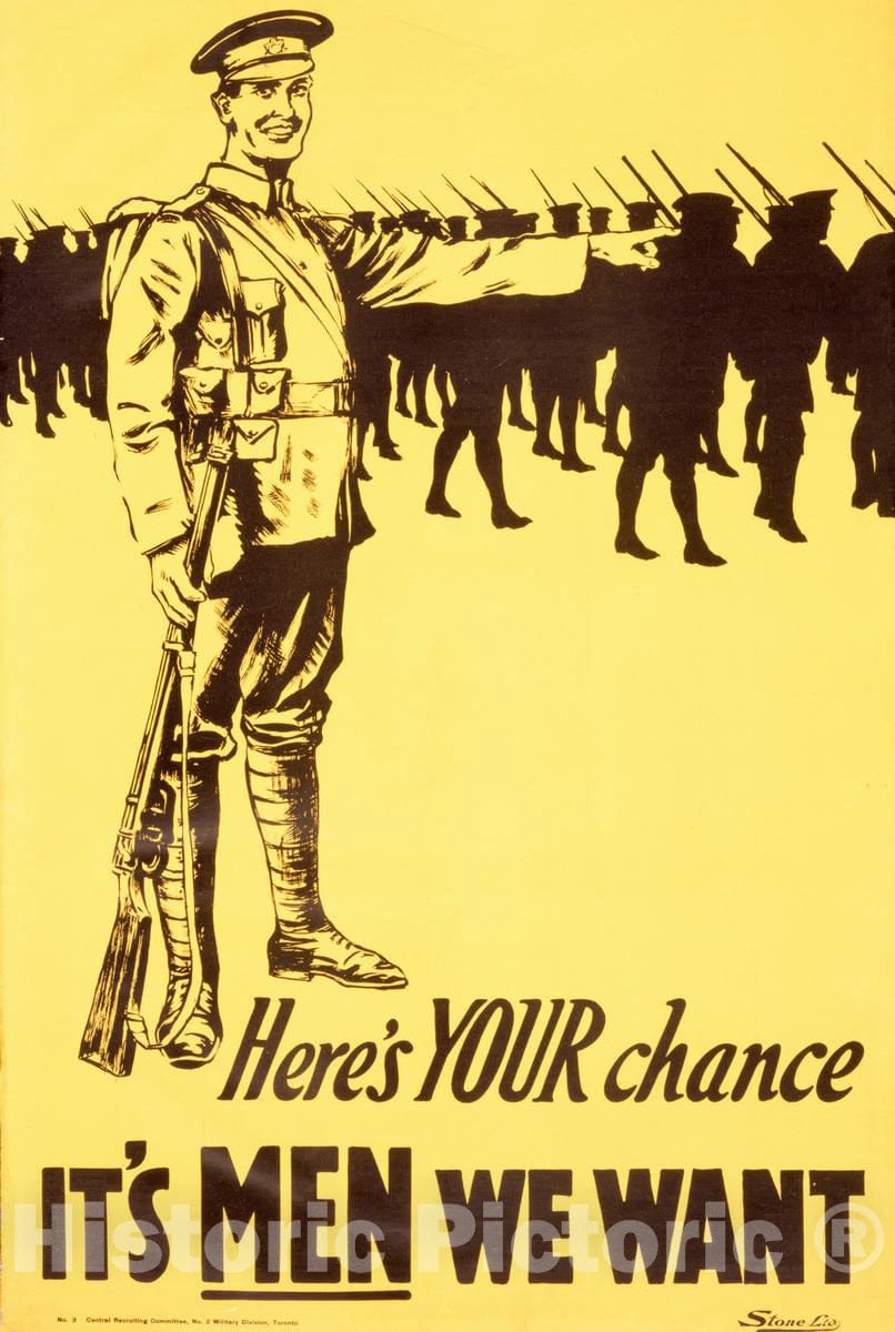 Vintage Poster -  Here's Your Chance. It's Men we Want -  Stone Ltd., Historic Wall Art