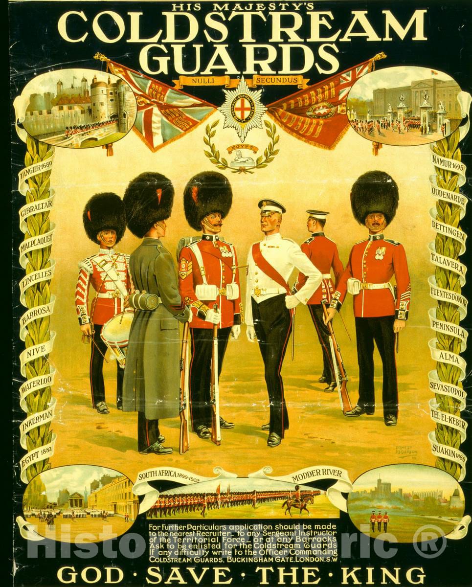 Vintage Poster -  His Majesty's Coldstream Guards -  Ernest Ibbetson, 14., Historic Wall Art