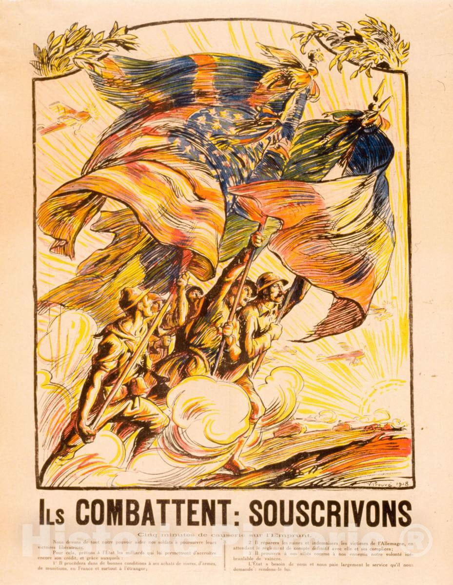 Vintage Poster -  Ils combattent: Souscrivons, Historic Wall Art