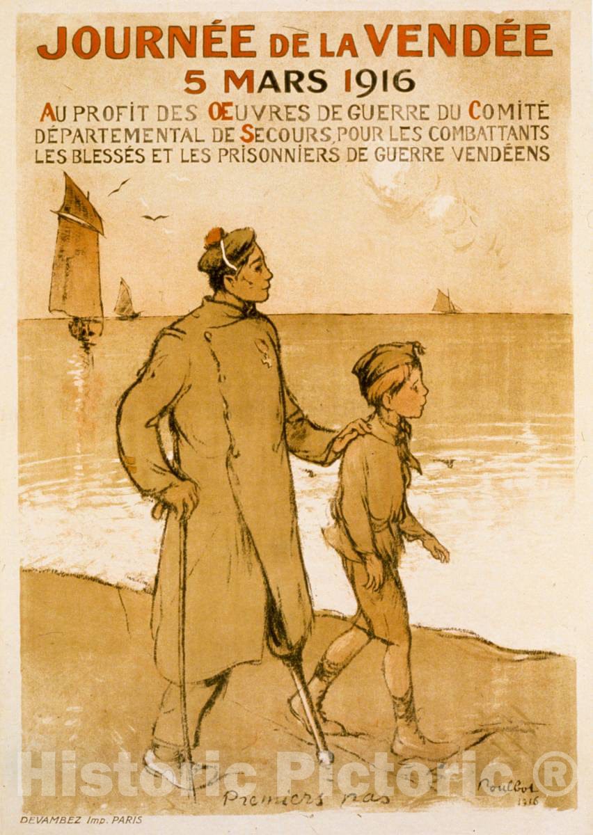 Vintage Poster -  JournÃ©e de la VendÃ©e. 5 Mars 1916, Historic Wall Art