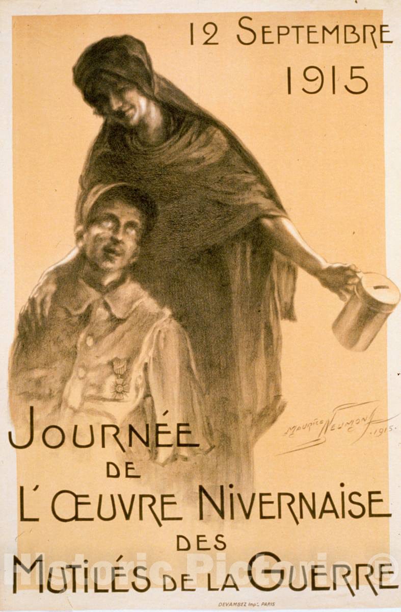 Vintage Poster -  JourneÃ© de l'oeuvre Nivernaise des mutilÃ©s de la Guerre, Historic Wall Art