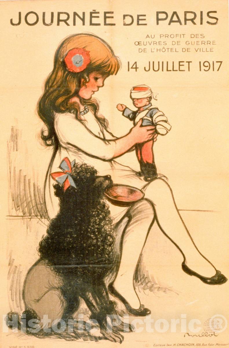 Vintage Poster -  JournÃ©e de Paris 14 Juillet 1917, Historic Wall Art