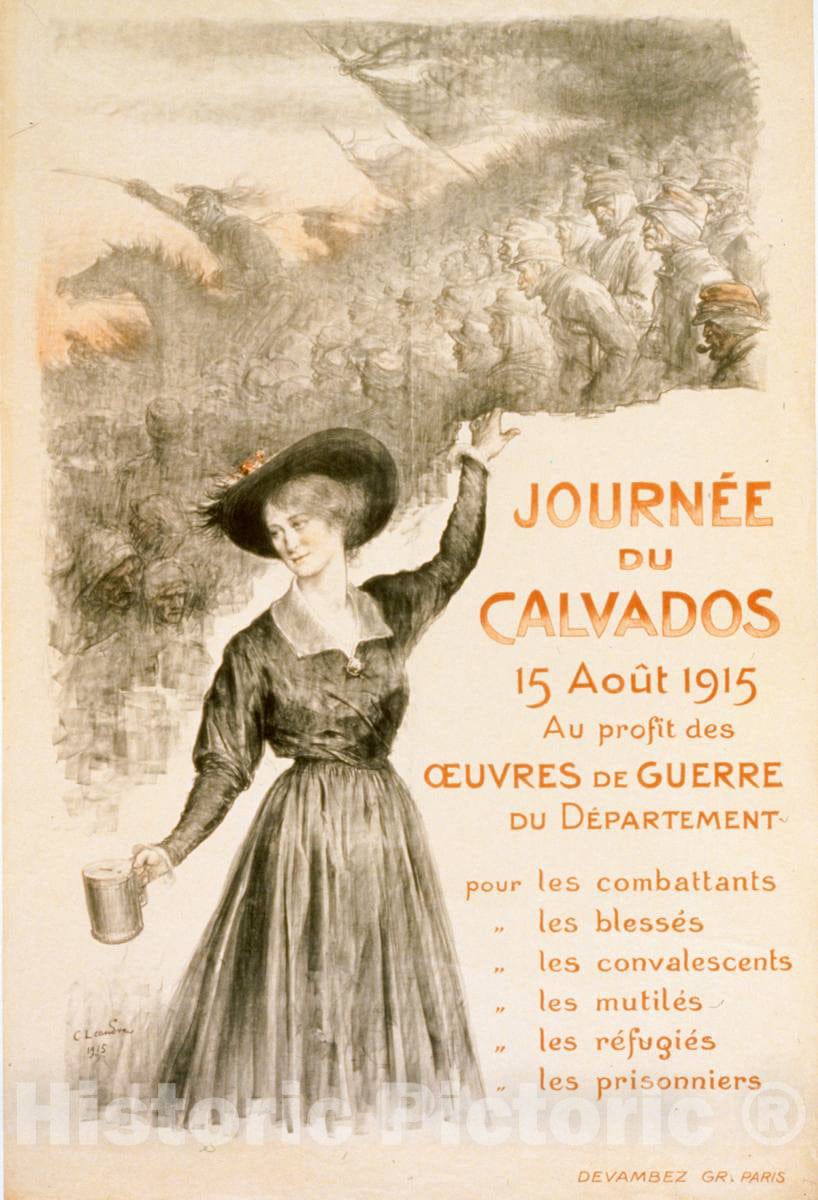 Vintage Poster -  JournÃ©e du Calvados. 15 aoÃ´t 1915. Au Profit des oeuvres de Guerre du DÃ©partement, Historic Wall Art