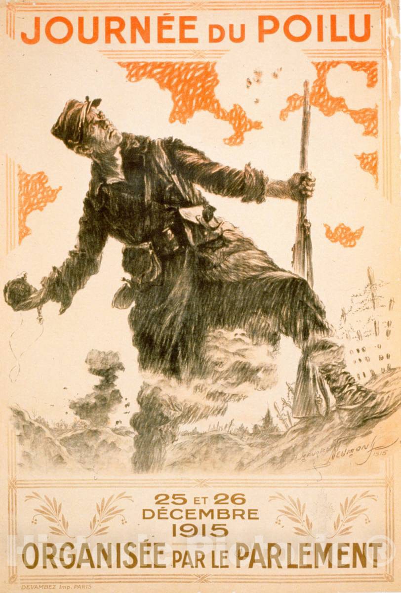 Vintage Poster -  JournÃ©e du Poilu. 25 et 26 dÃ©cembre 1915. OrganisÃ©e par le parlement 1, Historic Wall Art