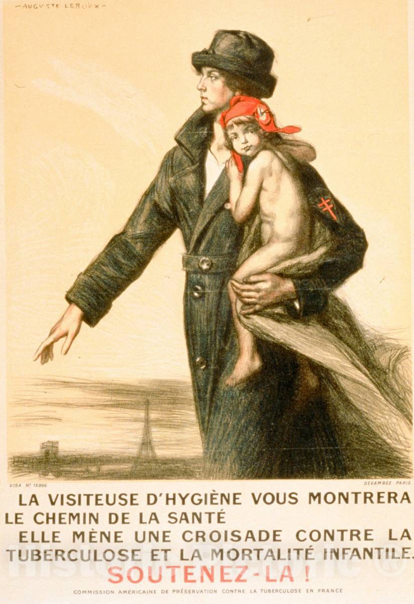 Vintage Poster -  La visiteuse d'hygiÃ©ne Vous montrera le chemin de la santÃ©. Soutenez - la!, Historic Wall Art