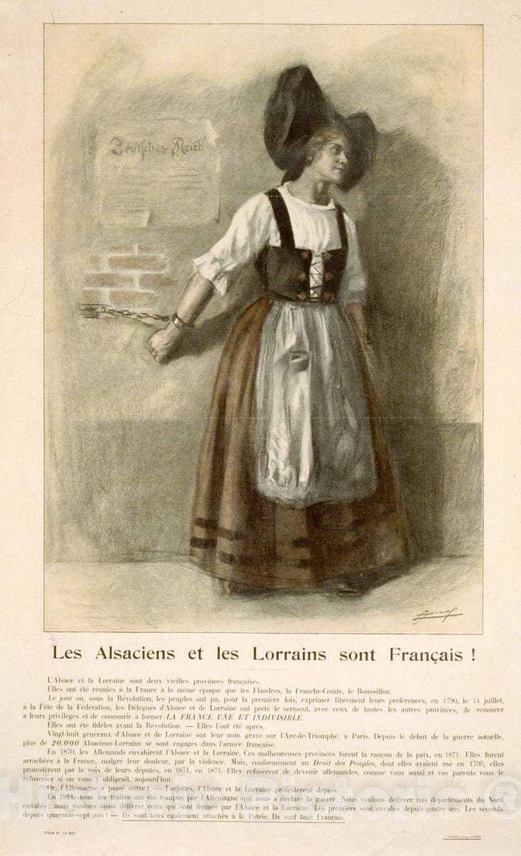 Vintage Poster -  Les Alsacians et les Lorrains sont FranÃ§ais!, Historic Wall Art