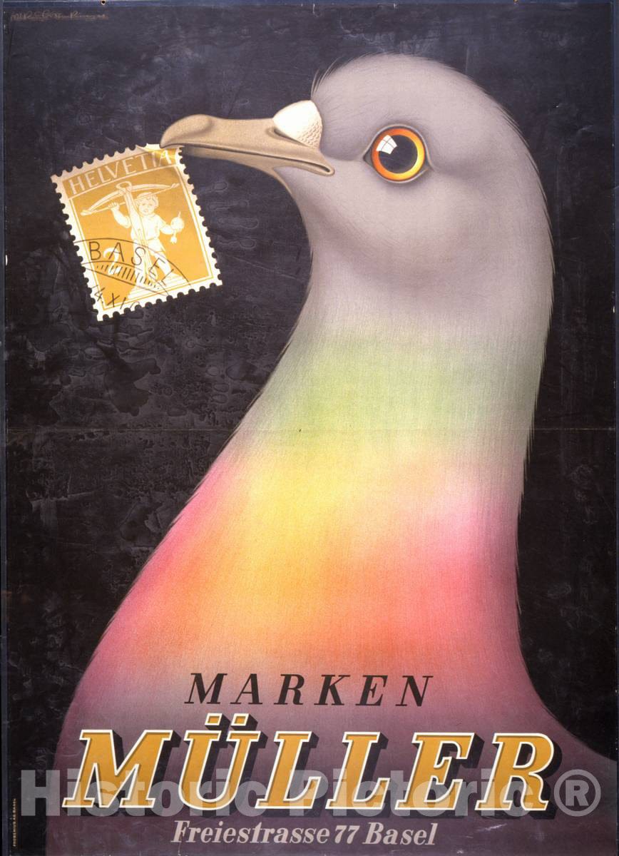 Vintage Poster -  Marken MÃ¼ller Freiestrasse 77, Basel  -  Niklaus Stoecklin, 48., Historic Wall Art