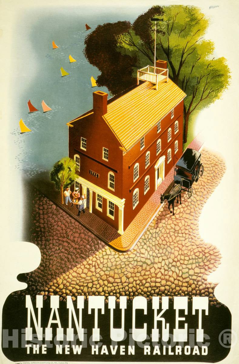 Vintage Poster -  Nantucket. The New Haven Railroad -  Nason., Historic Wall Art