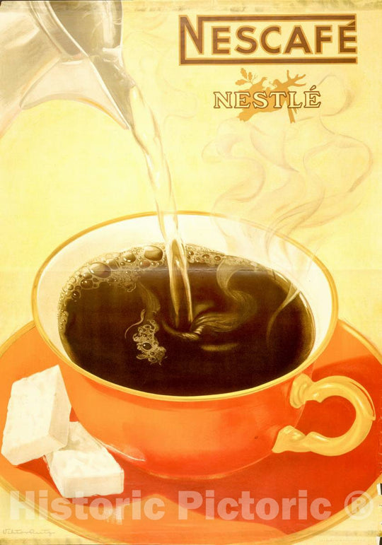 Vintage Poster -  NescafÃ© NestlÃ© -  Viktor Rutz., Historic Wall Art