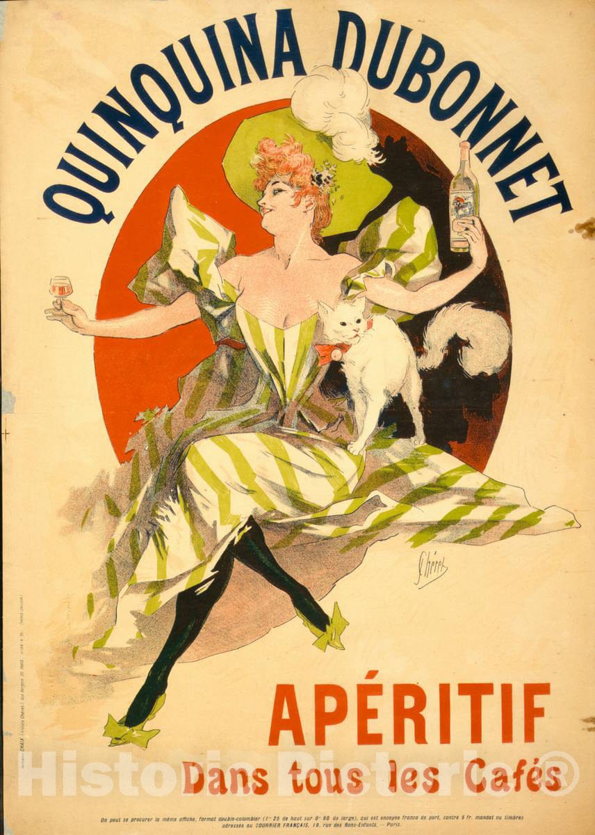 Vintage Poster -  Quinquina Dubonnet apÃ©ritif Dans Tous les cafÃ©s -  J. ChÃ©ret., Historic Wall Art