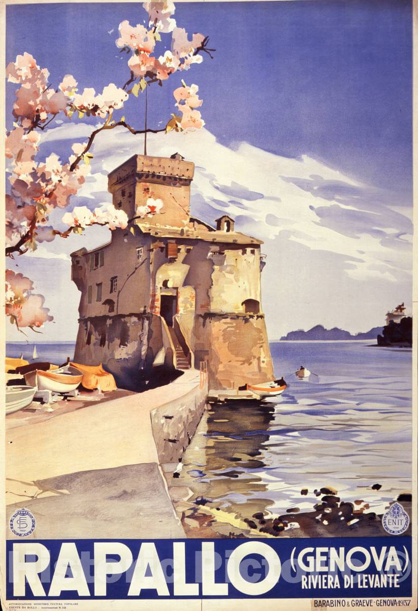 Vintage Poster -  Rapallo (Genova) Riviera di Levante., Historic Wall Art