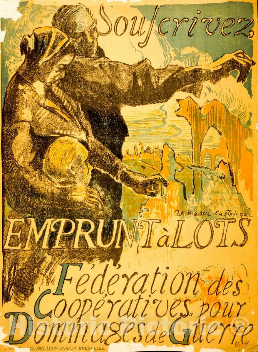 Vintage Poster -  Souscrivez emprunt Ã  Lots -  P. A. Masui - Castrique., Historic Wall Art