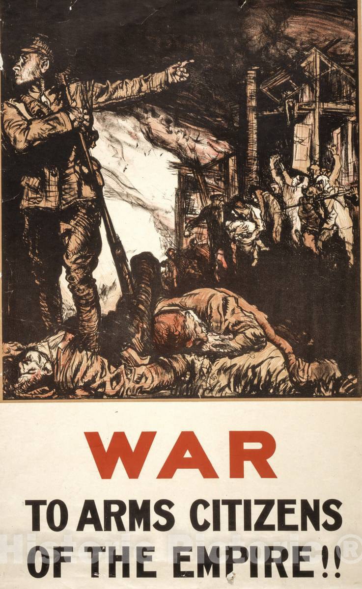 Vintage Poster -  War. to arms Citizens of The Empire!!, Historic Wall Art