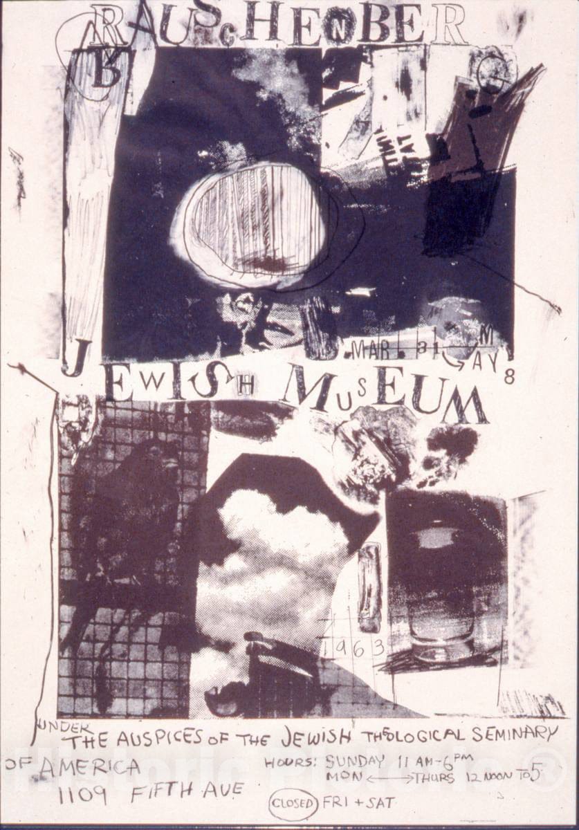 Vintage Poster -  Rauschenberg, Jewish Museum, Mar. 31 -  May 8, 1963 2, Historic Wall Art