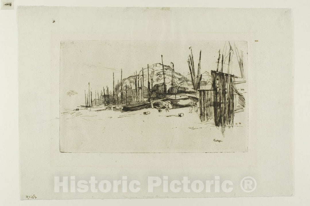 Art Print : Fishing Boats, Hastings, James McNeill Whistler, c 1879, Vintage Wall Decor :