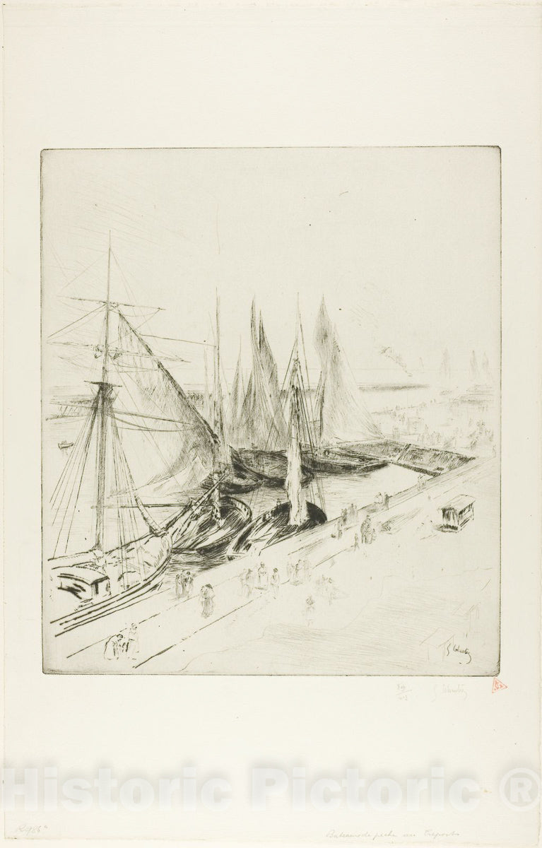 Art Print : Fishing Boats of Treport, Gustave Leheutre, c.1866, Vintage Wall Decor :