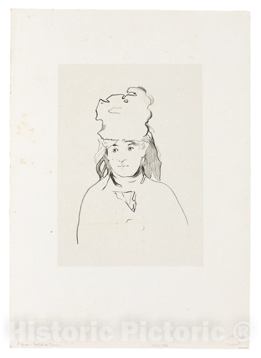 Art Print : Berthe Morisot in Silhouette, edouard Manet, c 1895, Vintage Wall Decor :