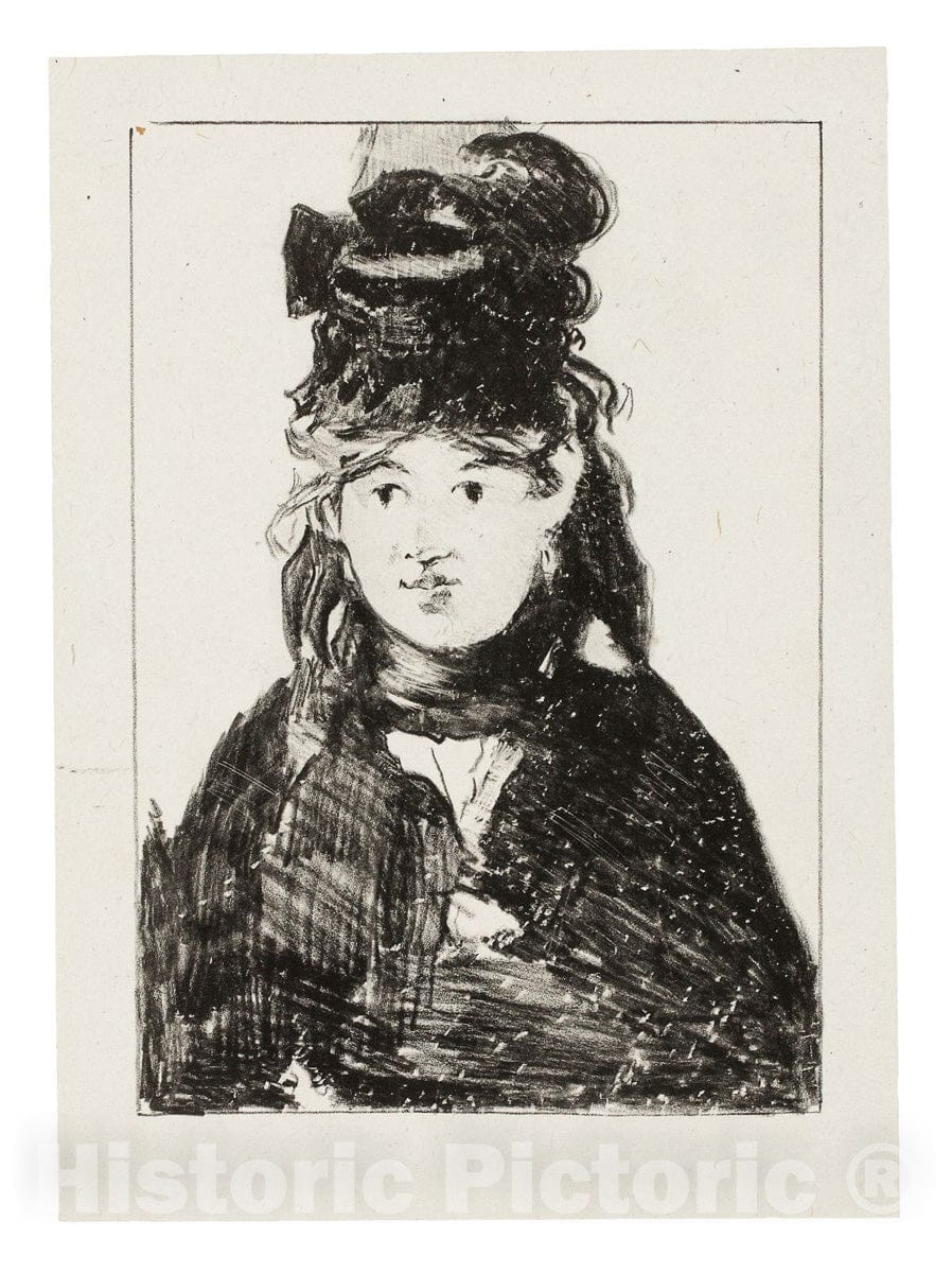 Art Print : Berthe Morisot in Black, edouard Manet, c 1968, Vintage Wall Decor :