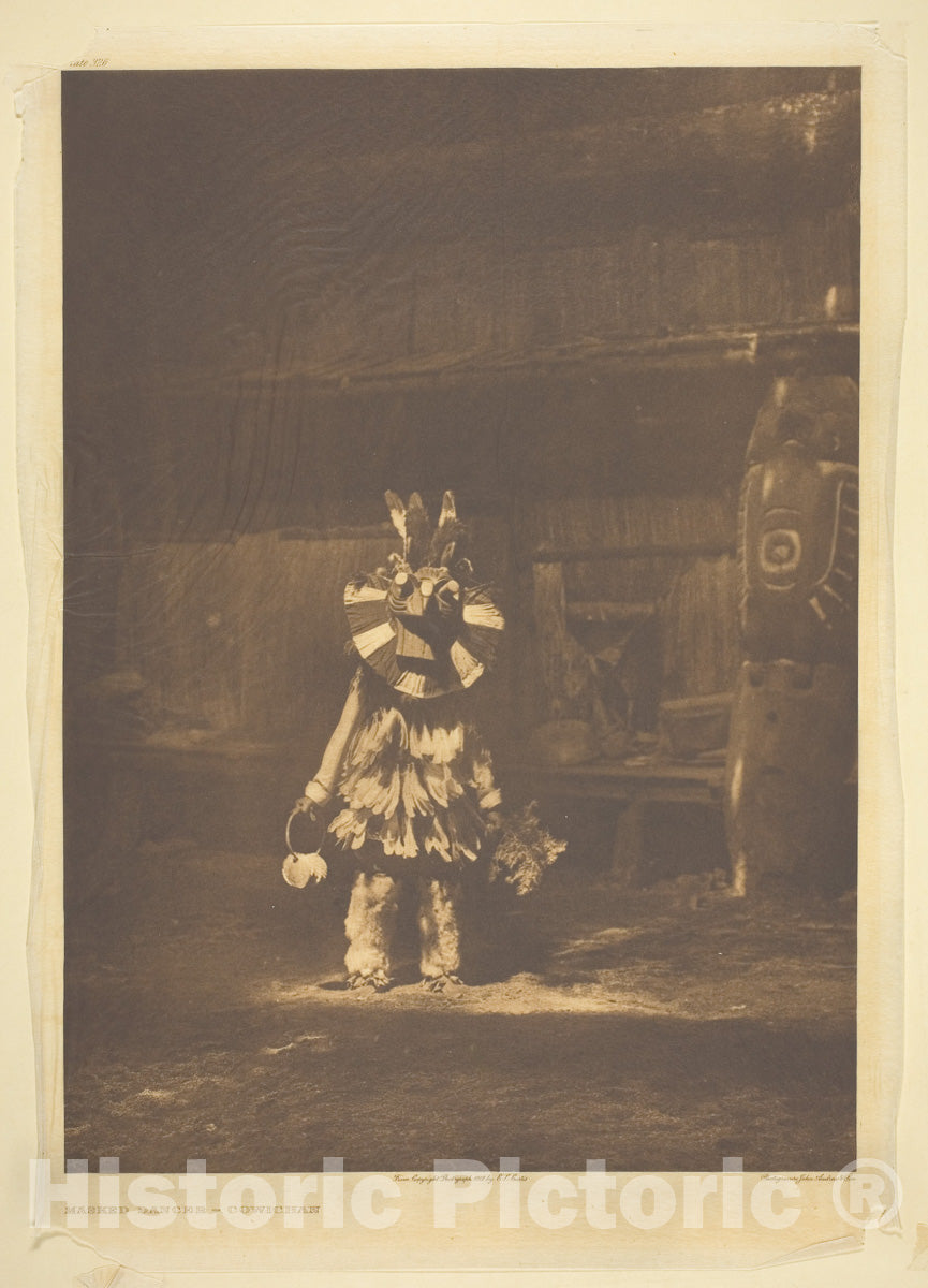 Art Photo : Masked Dancer - Cowichan, Edward S. Curtis, c 1924, Vintage Wall Decor :