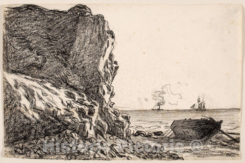 Art Print : Cliffs and Sea, Sainte-Adresse, Claude Monet, c 1600, Vintage Wall Decor :