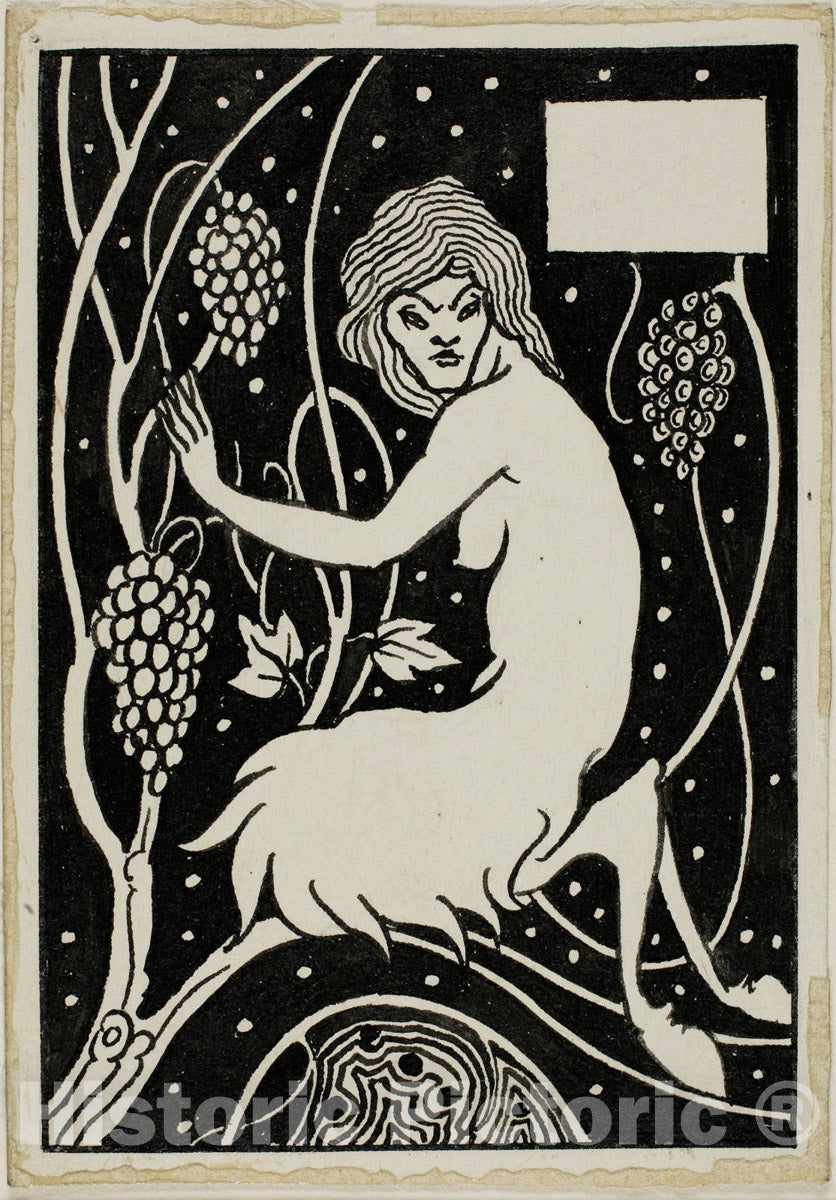 Art Print : Decorative Study: Satyr, Aubrey Vincent Beardsley, c 1932, Vintage Wall Decor :