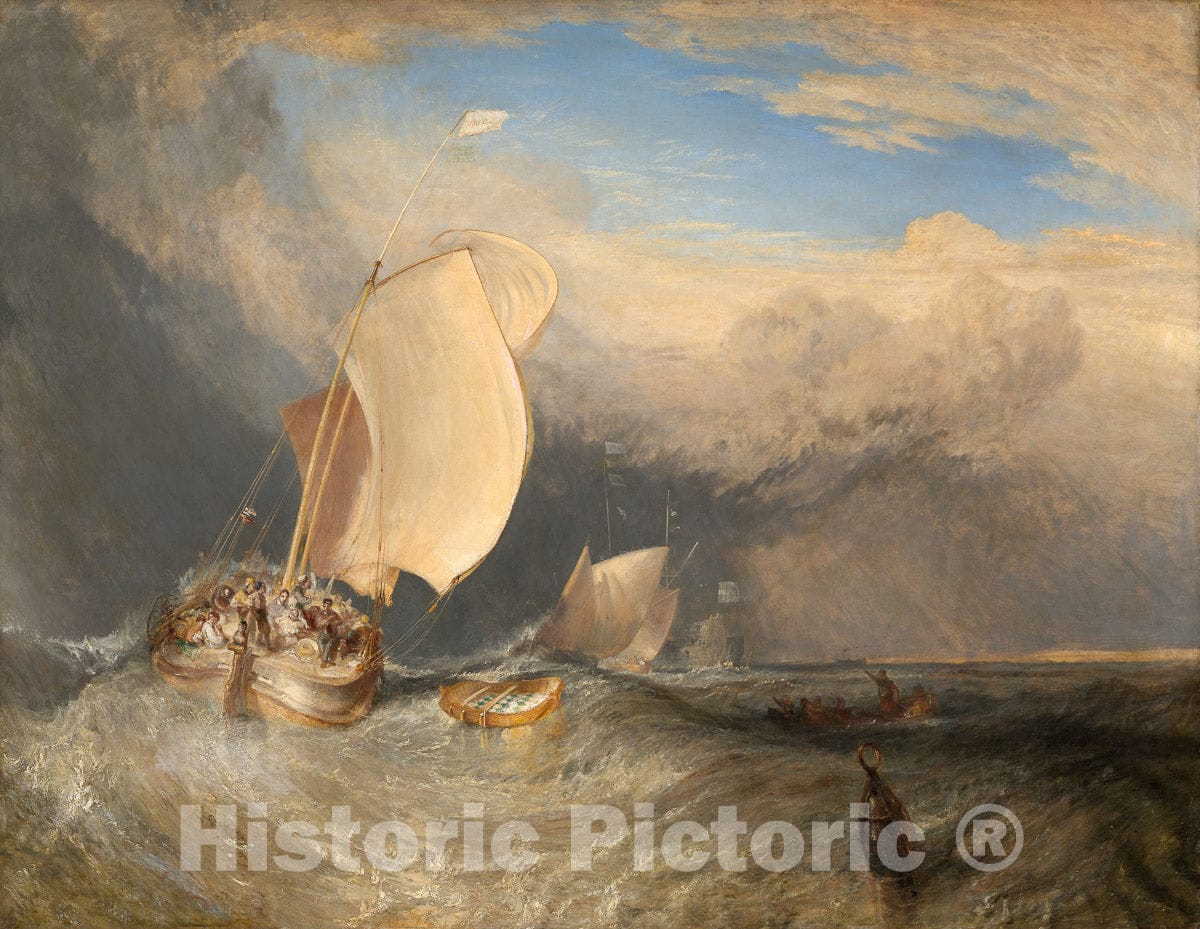 Art Print : Fishing Boats with Hucksters Bargaining for Fish, Joseph Mallord William Turner, c 1837, Vintage Wall Decor :