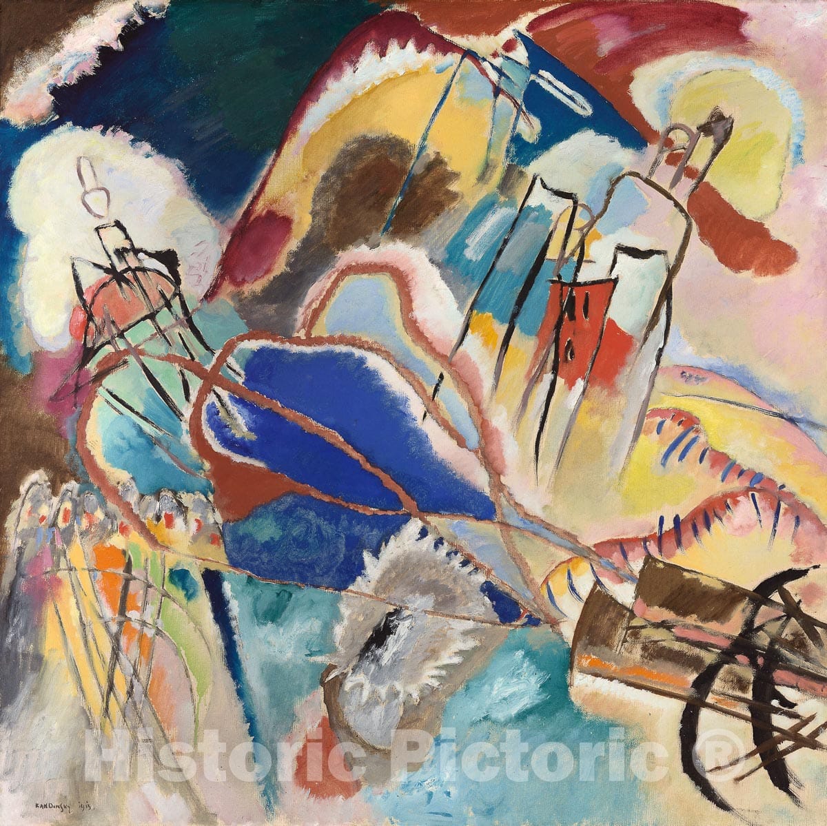 Art Print : Improvisation No. thirty (Cannons), Vasily Kandinsky, 1913, Vintage Wall Decor :