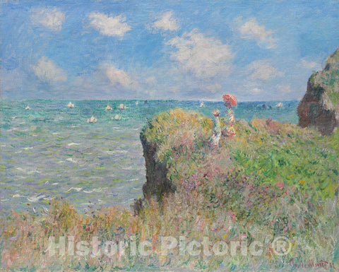 Art Print : Cliff Walk at Pourville, Claude Monet, c 1882, Vintage Wall Decor :
