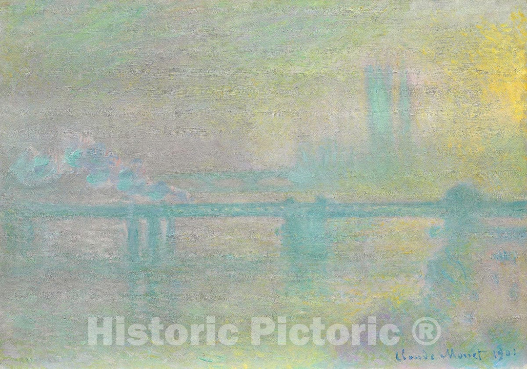 Art Print : Charing Cross Bridge, London, Claude Monet, c 1901, Vintage Wall Decor :