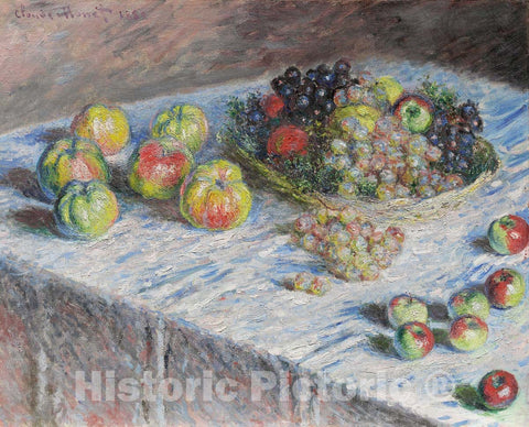 Art Print : Apples and Grapes, Claude Monet, c 1880, Vintage Wall Decor :