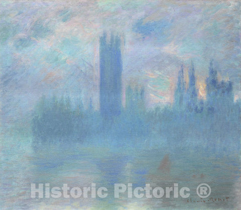 Art Print : Houses of Parliament, London, Claude Monet, c 1900, Vintage Wall Decor :