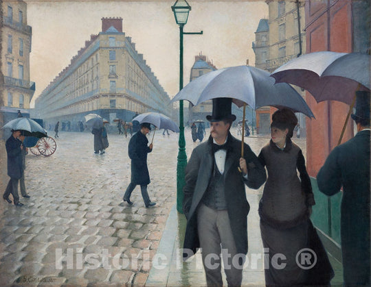 Art Print : Paris Street; Rainy Day, Gustave Caillebotte, c 1877, Vintage Wall Decor :